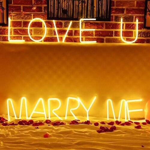 DIY Led Letters Light Neon Battery&USB Power Alphabet Lamps for Birthday Wedding Propose Party Word Sign Wall Hanging Decor