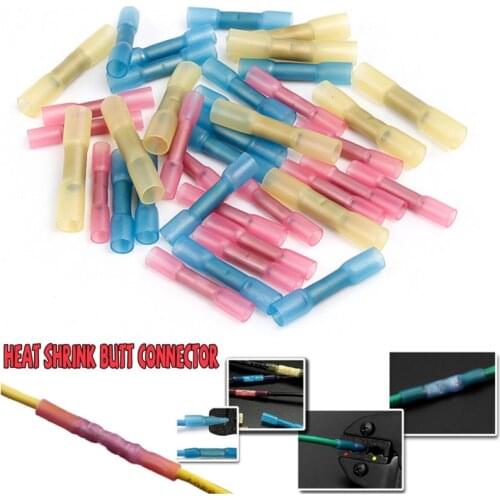 200/100pcs Heat Shrink Butt Connectors Waterproof Electrical Wire Splice Cable Crimp Terminals AWG 22-10 Assorted Kit