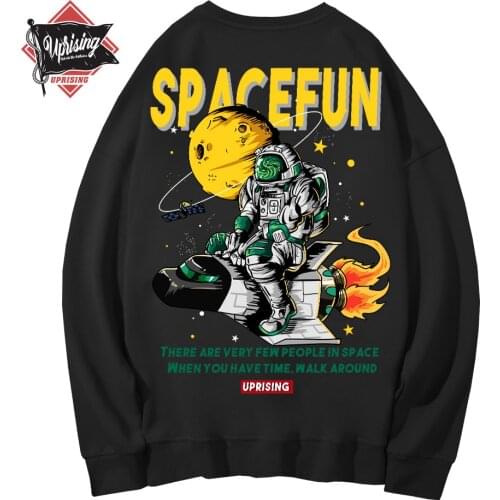 Hoodies, Sweatshirts Space Spacefun Astronaut Ride Rocket Car Personality Trend Primitive Street Hip Hop Punk Rock Hoodies