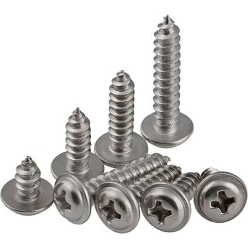Round head with washerStainless Steel Screws With Pad Round Head Pan Tapping Self-tapping Screw M2 M2.3 M2.6 M3 M4