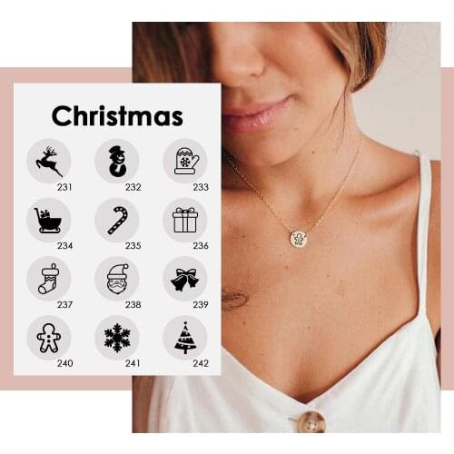 Visunion Christmas Engraving Pattern Neckalce Custom Personality Winter Stainless Steel Neckalce for Women Friends Gift New