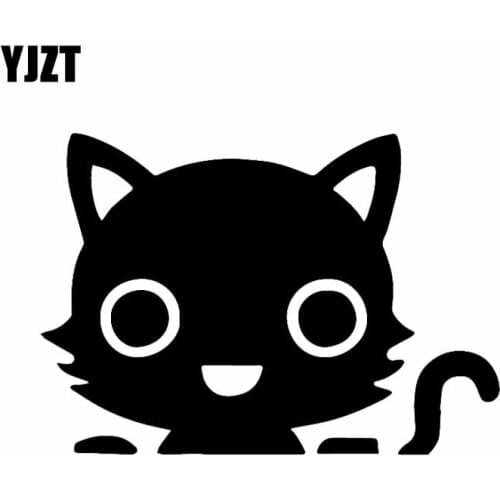 YJZT 15.3X10.8CM Cute Cat Window Vinyl Car Stickers Decal Graphics Funny Cartoon Black/Silver C24-1777