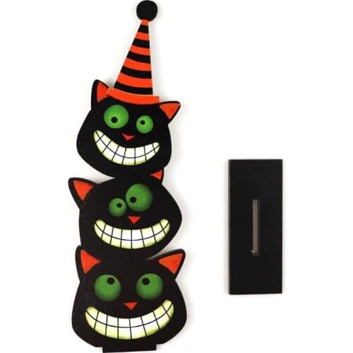 F2TE Funny Cartoon Three Cats Wooden Sign Halloween Table Decoration Centerpieces Tier Tray Party Dinner Desktop Ornament