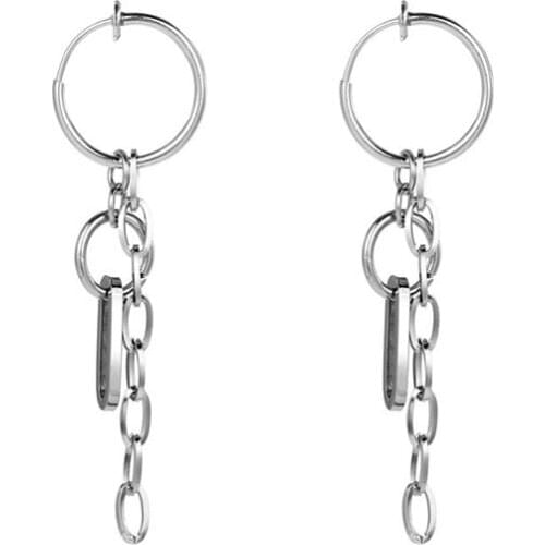 2021 New Trend Hip Hop Long Metal Titanium Steel Earrings Cuff Earring For Women Man Fashion Jewelry Accessories