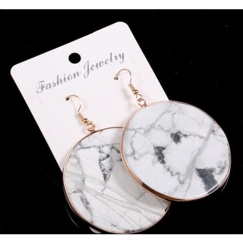 Women Stone Drop Earrings Round Shape Semi-precious Stone Temperament Earrings for Women Girl