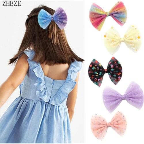 1Pair 2021 New Colorful 5" Lace Bows For Headband Cute Small Daisy Print Hairwear Princess DIY Girls Hair Accessories No Clips
