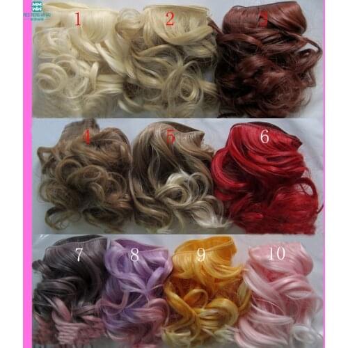 1pcs 15cm&25cm wavy curls bjd hair for doll 1/3 1/4 BJD doll wigs Light gold red brown khaki color