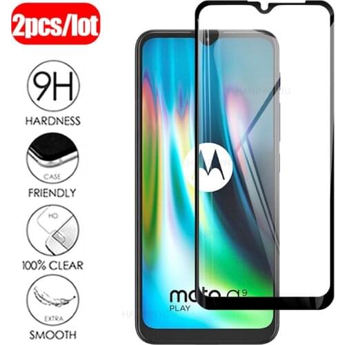 2Pcs Protective Tempered Glass on For Motorola Moto G9 Play G9 Plus Full Cover Screen Protector Glass Film
