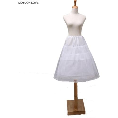 2019 Wholesale Long Girl Petticoats Two Layers Tulle 2 Hoops Crinoline for Flower Girl Dress Ruffles White Kids Underskirt