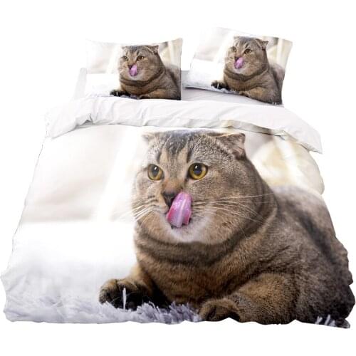 3D Printing Naughty Cat Pattern Duvet Cover 200x200 Pillowcase 3Pcs,245x210 Quilt Cover,Blanket Cover , Extra Large Bedding Set