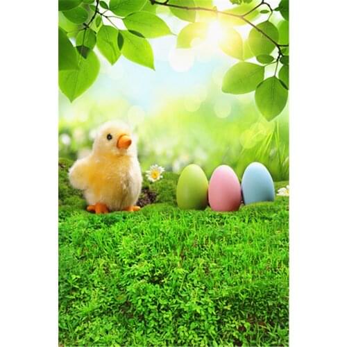 3x5ft New Arriving Green Spring Happy Easter Colorful Eggs Photo Studio Props Trees Sunshine Photography Background Backdrops
