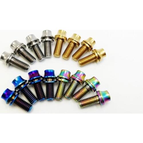 4PCS M5x12mm Titanium Cone Bike Bottle Holder Screw Cycling Accessories Bicycle Water Bottle Cage Bolts With washers