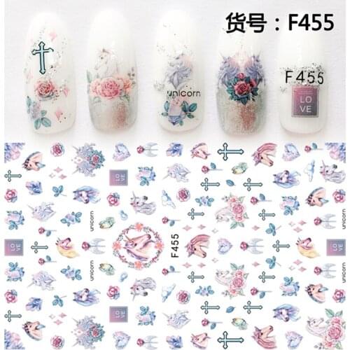 5 sheets Self-adhesiv mixed design 3D decals Nail Art decorations Stickers Manicure acrylic nail supplies tools F454-458