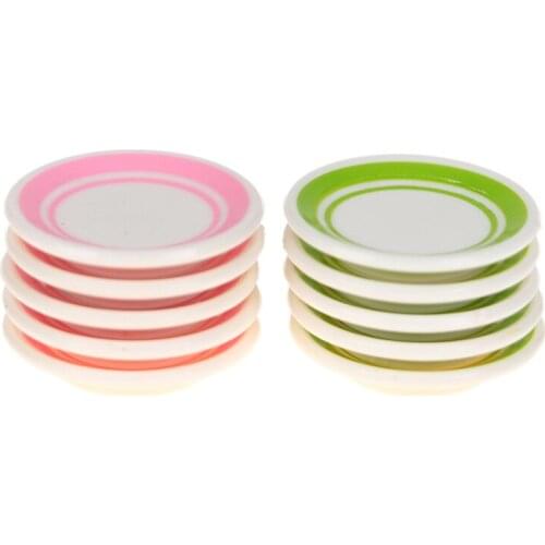 5pcs/bag 1:12 Dollhouse Miniature Colorful Plate Dishes Kitchen Accessories Toys