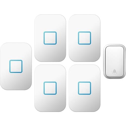 CACAZI Self-powered Wireless Doorbell Waterproof No battery Required 1 Button 5 Receiver US EU UK Plug Call Ring Bell 150M Remot