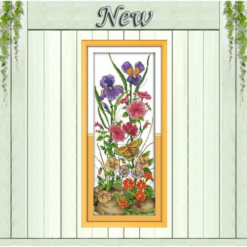 Butterflies over Flowers plant 11CT patterns printed on canvas 14CT needlework diy dmc cross stitch chinese Sets Embroidery kits