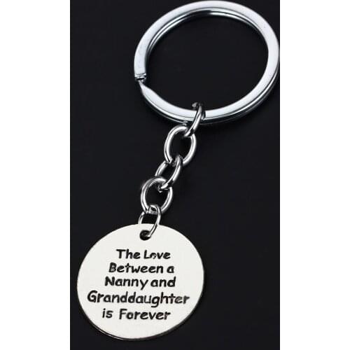 Bespmosp New Arrival Letter Love Between Nanny And Granddaughter Forever Keychains Lover Silver Plated Pendant Round Keyring Hot