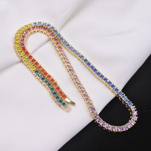 5mm Men Hip Hop Tennis Chain Link Crystal Rhinestone Necklace 1 Row Necklaces Iced Out Bling Chains