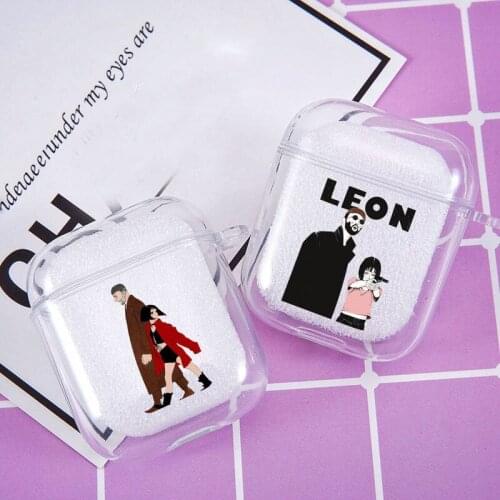 Cute Cartoon Killer Leon Uncle Girl Earphone Case for AirPods 1 2 Wireless Bluetooth Earphone Cover for Aid Pod Soft Clear Coque