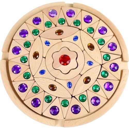 Wooden Gem Blocks Rainbow Stacking Toys Bricks Blocks Kids Creative Game Jenga Blocks Montessori Educational Toys for Children