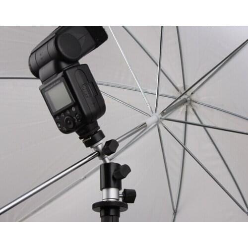 Camera Flash Shoe Umbrella Holder Swivel Light Stand Bracket D Type 1/4 3/8 inch