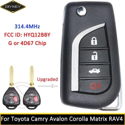 DIYKEY for Toyota Camry HYQ12BBY 314.4MHz 4 Button New Style Upgraded G or 4D67 Chip for Toyota Camry Avalon Corolla Matrix RAV4