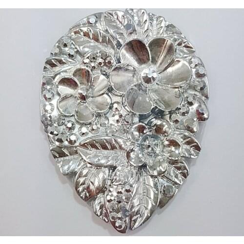 FINE Resin Drop Pear Silver 30x40mm Rhinestones Clothes Stones and Crystals Sew-on Wedding Bridal Dresses Decor Costume Charms