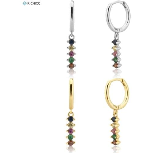 Kikichicc European 925 Sterling Silver Gold Four Color Line Drop Earring 2020 Piercing Ohrringe Jewelry Pendiente Jewelry