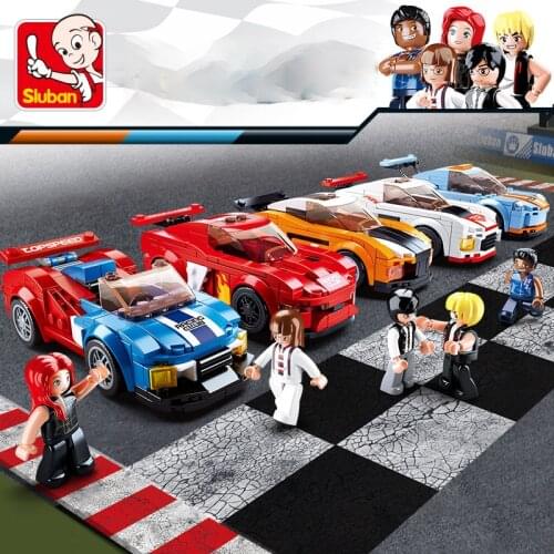 SLuban Racing Series 5 In1 Car Model Building Block Car Minifigures Educational Toy Childrens Toy Kids Boy Gift Birthdayfriends