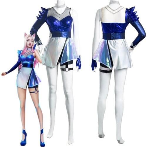LOL KDA Ahri The Nine-Tailed Fox Cosplay Costumes Women Dress Outfits Halloween Carnival Christmas Suits