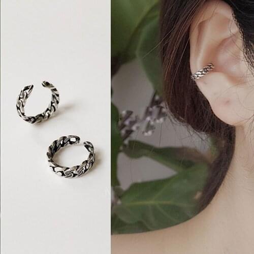 Hot selling S925 Thai silver jewelry with twist chain earrings simple ear clip fashion earrings for women daily gifts wholesale
