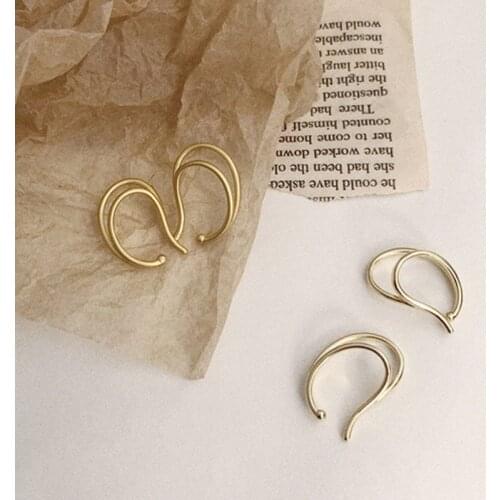 Minimalist Metal Matte Gold Double Ear Cuff Cross Clip on Fake Earrings without Piercing Earcuff Women Man Clips Earcuffs Jewelr