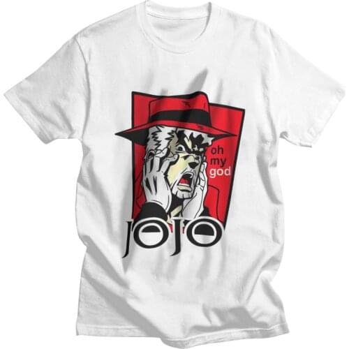 Jojo Oh My God Tshirt Men Fashion Tee Tops 100% Cotton T Shirt Short Sleeve Jojos Bizarre Adventure Anime Manga T-shirts Gift