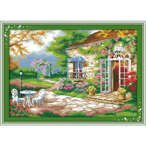 Romantic Backyard Garden Scenery Counted Cross-Stitching 11CT Printed 14CT Handmade Set Cross-stitch Kits Embroidery Needlework