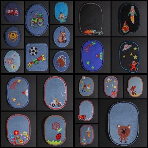 Elbow Knee Sewing Repair Fire truck, beetle, horse Patches Iron on Car Appliques for clothing Embroidered Kids Cloth Badges