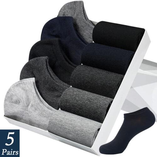 10 pieces = 5 Pairs Men Socks Cotton Casual Breathable Solid Color White Boat Socks Short Men Socks Summer Autumn Male Socks