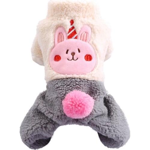 Pet dog cat autumn and winter new lamb wool birthday four-legged clothes pink rabbit brown bear Teddy Bichon clothes
