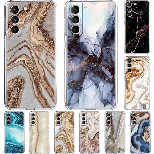 Transparent Phone Case For Samsung Galaxy S21 Ultra S20 FE S10 Plus S9 S8 Note 20 10 Soft Silicone Cover Luxury Marble Pattern