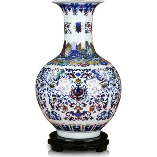 Factory Direct Selling Jingdezhen Ceramic Vase Painted Gold And Blue Multicolored Hand-painted Eight Treasures vase