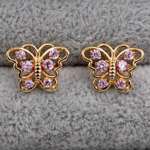 Butterfly Luxury fashion Jewelry Flower Earrings for womens Fashion Bohemian Vocation Style Red Zircon Small Stud Earrings