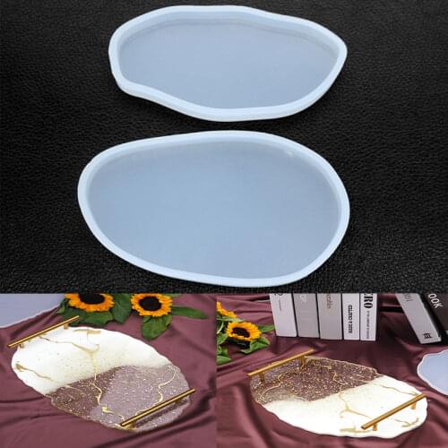 DIY Crystal Epoxy Mold Silicone Mirror Irregular Oval Pendant Table Mirror Pendant Coaster Base CreativeHandmade Household Goods