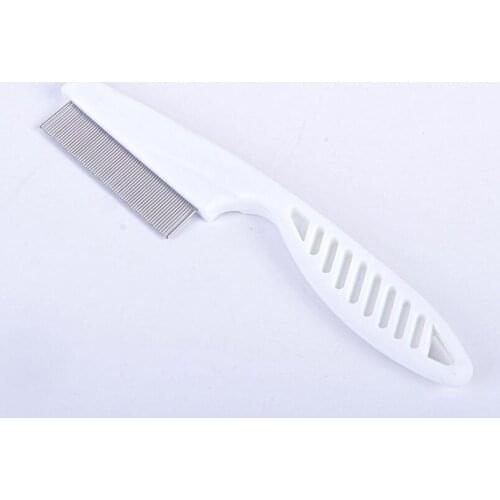 White Pet Dog Hair Flea Comb Stainless Pin Dog Cat Grooming Brush Comb Cleaner Tool LX1093