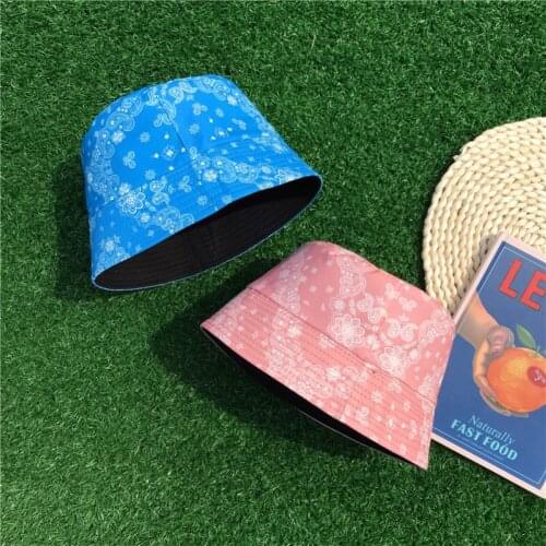 Summer Women Paisley Print Folding Double Sided Reversible Sun Hat Bucket Cap Light Thin Washable cap