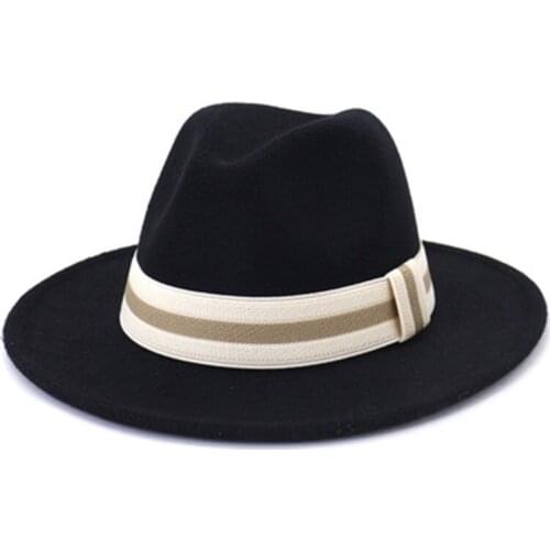 Women hats formal wedding fedora hats solid belt green pink khaki camel wide brim church felted men winter hat sombrero hombre