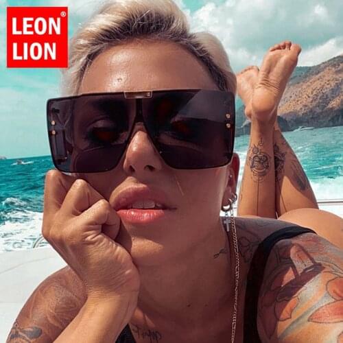 LeonLion 2021 Oversized Sunglasses Women Siamese Square Women Sun Glasses Luxury Brand Designer Sunglasses For Women/Men Goggles