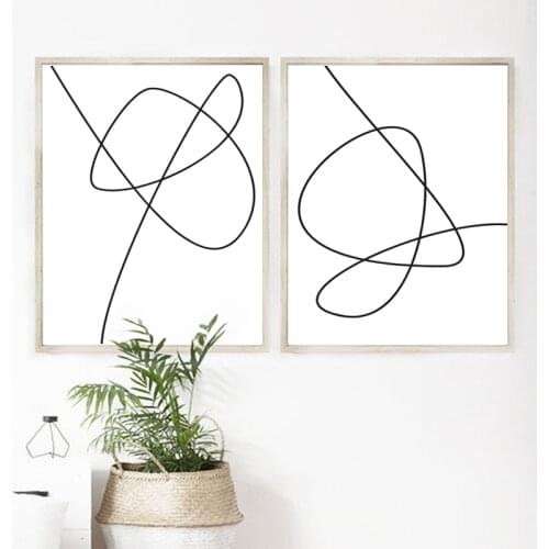 Modern Abstract Line Drawing Art Print Black White Pictures Minimalist Wall Art Canvas Painting Scandinavian Poster Home Decor