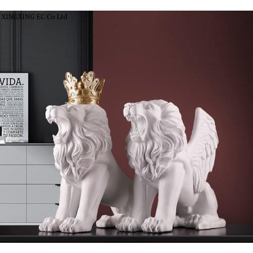 Lucky Lion Statue Home Decoration Accessories Creative Resin Crafts Living Room Entrance Office Desktop Decoration Opening Gift