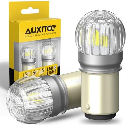 AUXITO 2Pcs Bay15d LED Bulb White Red 3030SMD 1157 P21/5W LED Lamp for Car Brake Stop Parking Light DRL Driving Lamp 12V