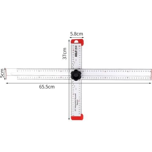 T-Square High Precision Protractor Round Head Rotary Angle Rule Metal Arm Ruler Adjustable Multifunction Measuring Tool