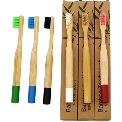 Vbatty 1pc Toothbrush Natural Eco-friendly Bamboo tooth brush Black Soft Bristles Wooden Handle Soft Hair Oral Care for Children